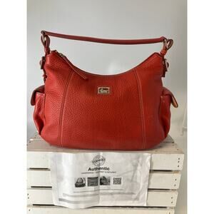 DOONEY & BOURKE LARGE CORAL-ORNAGE PEBBLED LEATHER SHOULDER BAG